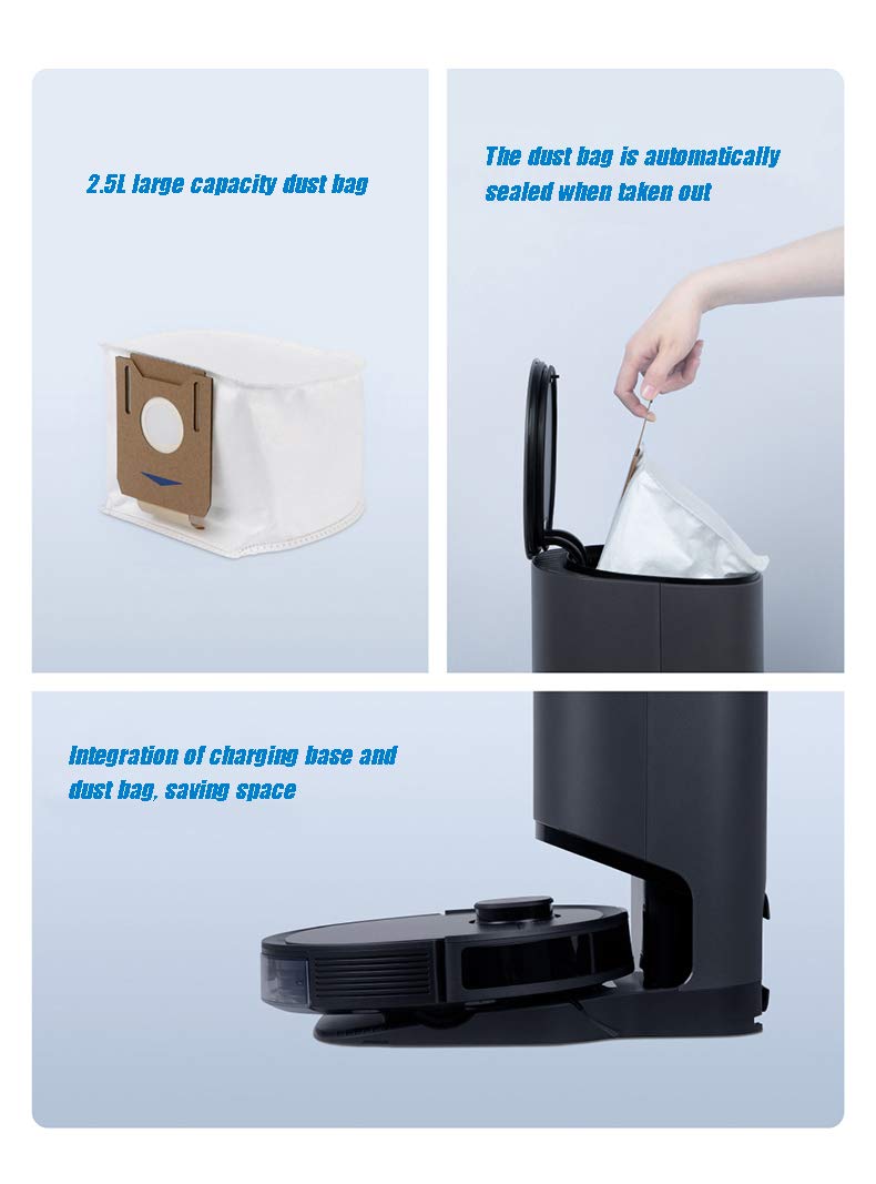 5 Pack Dust Bags For Yeedi K781+,For ECOVACS Deebot Ozmo T8, T8 Aivi, T8+ T8 AIVI+, T8MAX, N8 Pro Plus/N8 Pro, N8+ Plus, N8 Pro+, T9 AIVI T9 PRO T9 MAX DX93, DDX96, Vacuum Cleaner Parts