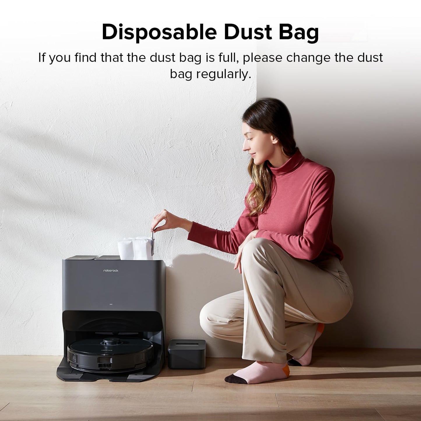 Roborock 6-Pack Disposable Dust Bags for Robot Vacuum Cleaner S8 Pro Ultra, S8+, Q7 Max+, Q8 Max+, Q5 Max+, Q5+, Q10 S5+, Q10 X5+, Q7 M5+