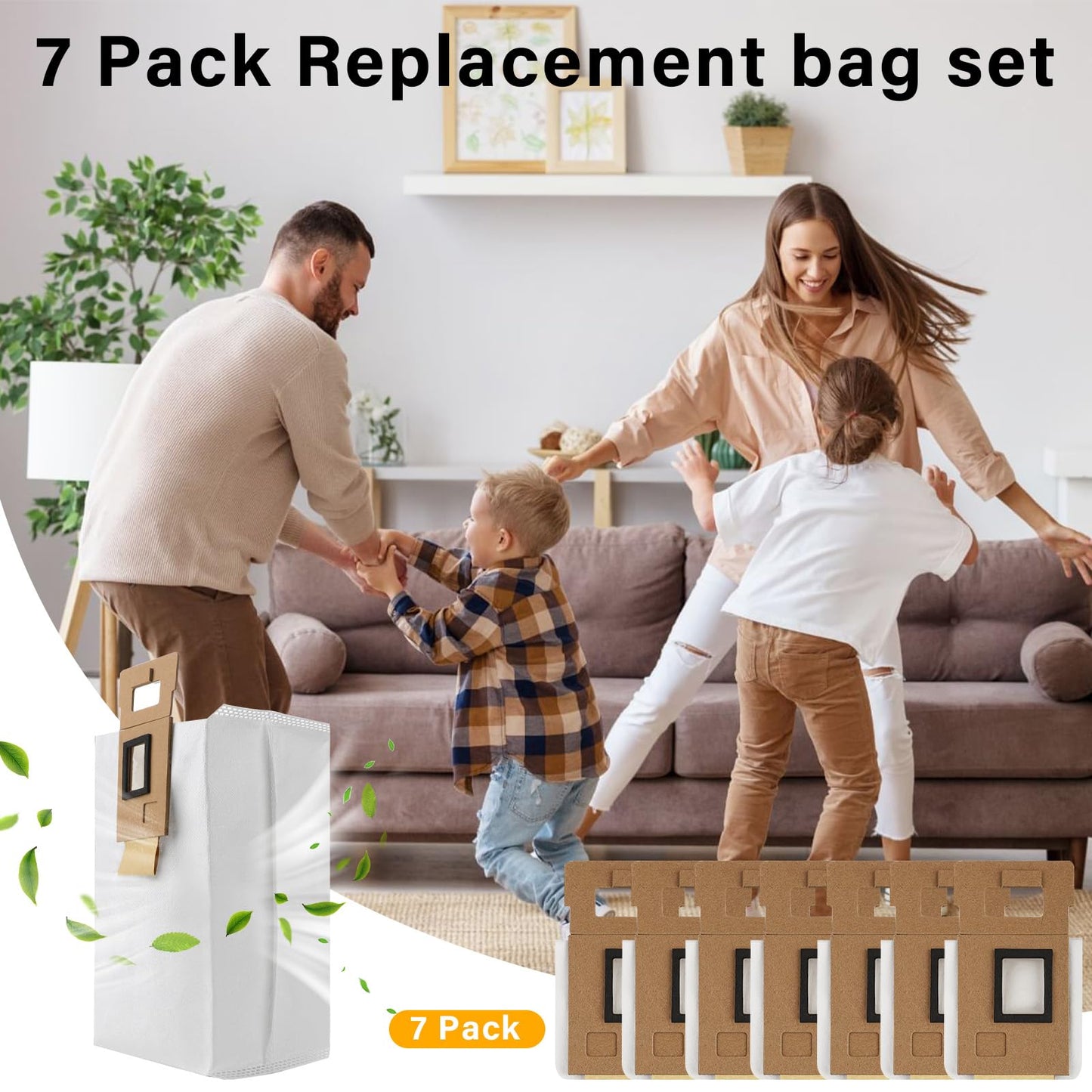 Dust Bag for Roborock S7/S7+ Vacuum Cleaner Auto-Empty Dock, 3L Large Capacity Cleaner Bag(7pack)