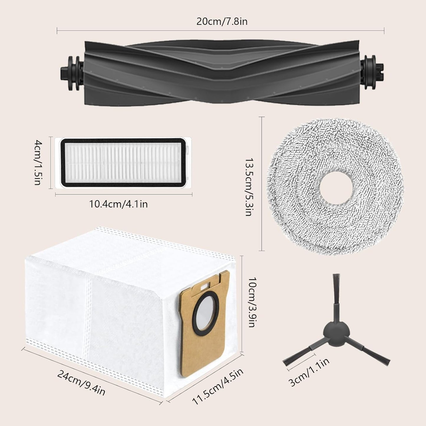 14Pcs Compatible with Dreame L10s Ultra Gen 2/X50 Ultra/L40 Ultra Robot Vacuum,3.2-Liter Large Capacity Activated Carbon Adsorptio Bags,Four-Layer Sealed Disposable dust bag,9 Week