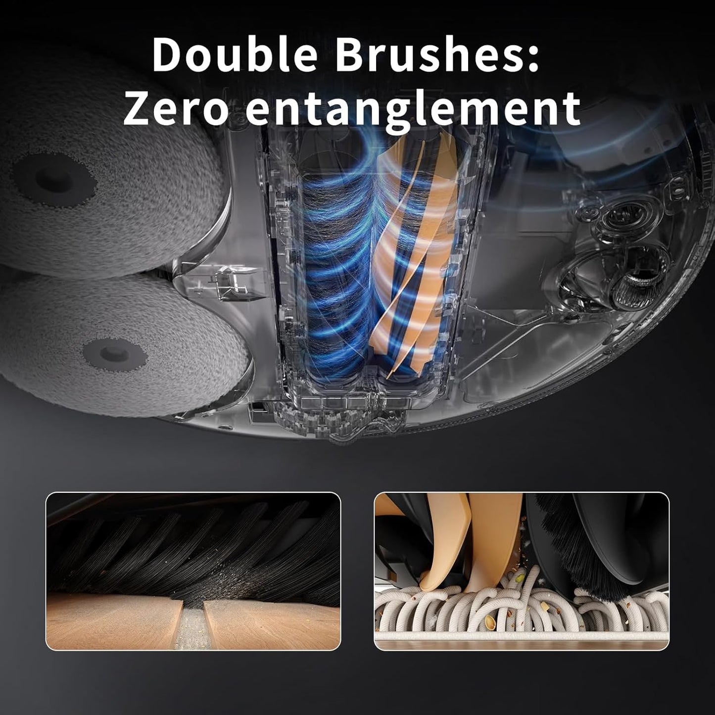 Dual Main Brush for Dreame L50 Pro Ultra,X50 Ultra,X50 Master,L40s Pro Ultra Vacuum Cleaner Replacement Parts, X50 Ultra Robot Vacuum and Mop Roller Detangling Main Roller Brush