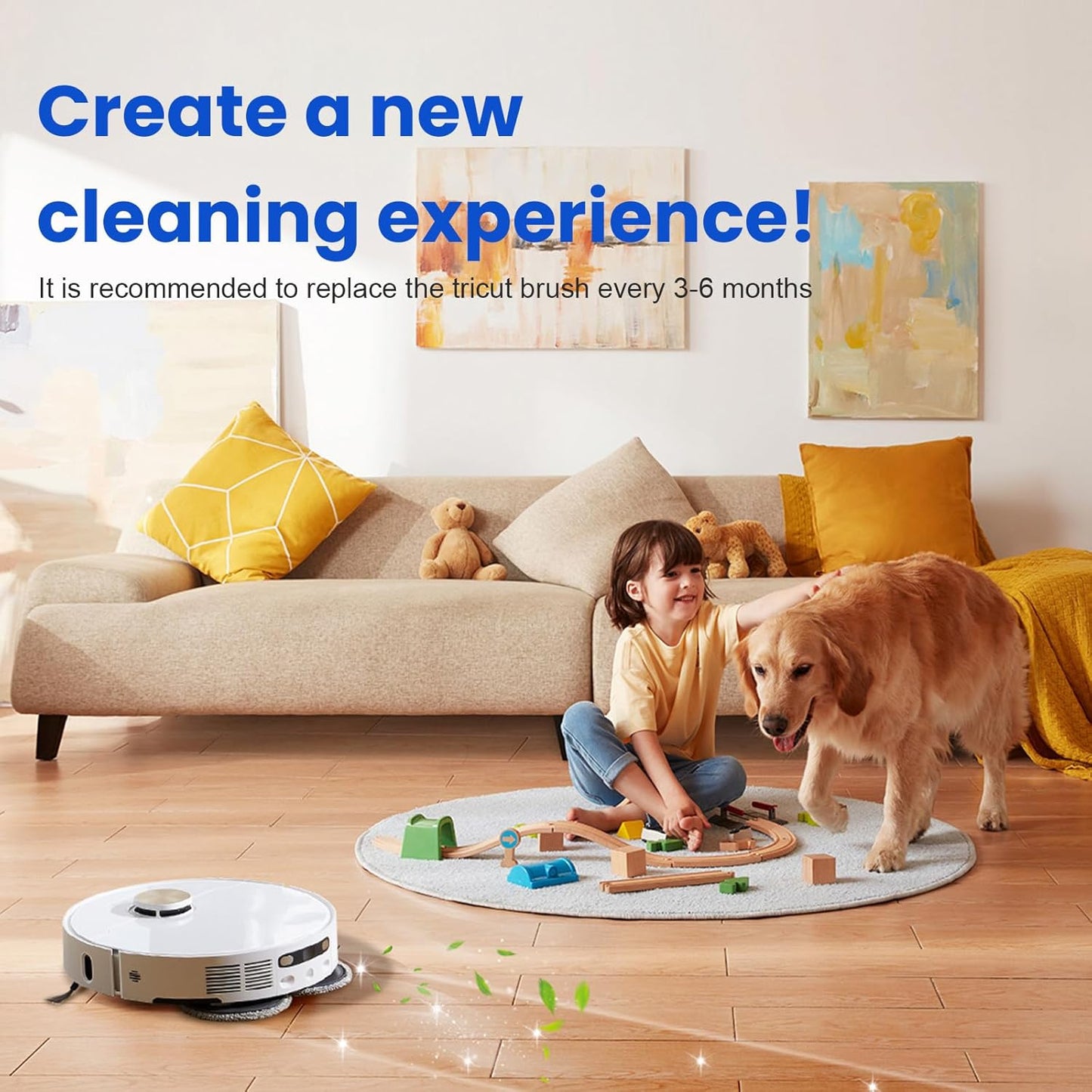 DREAME TriCut Brush Compatible with L10s Ultra/L20 Ultra/L10s Pro Ultra/X30 Ultra/X40 Ultra/L30 Ultra/L40 Ultra/X40 Master/L10s Ultra Gen 2, Ideal for Pet Hair, Carpet and Hard Floor