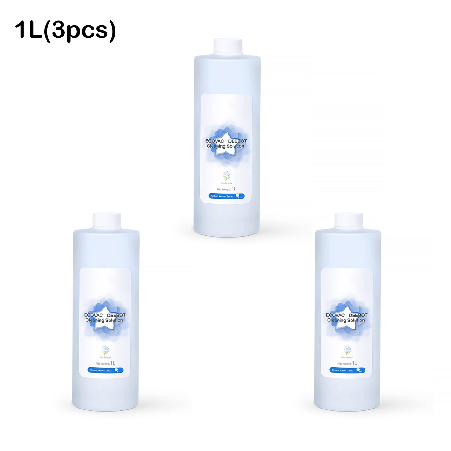 ECOVACS Multi-Surface Floor Cleaning Solution, Compatible with DEEBOT T30S COMBO / T30S / X2 COMBO/ X2 OMNI/ T20 OMNI / X1 OMNI / X1 TURBO / T10 OMNI, 1L(3pcs)