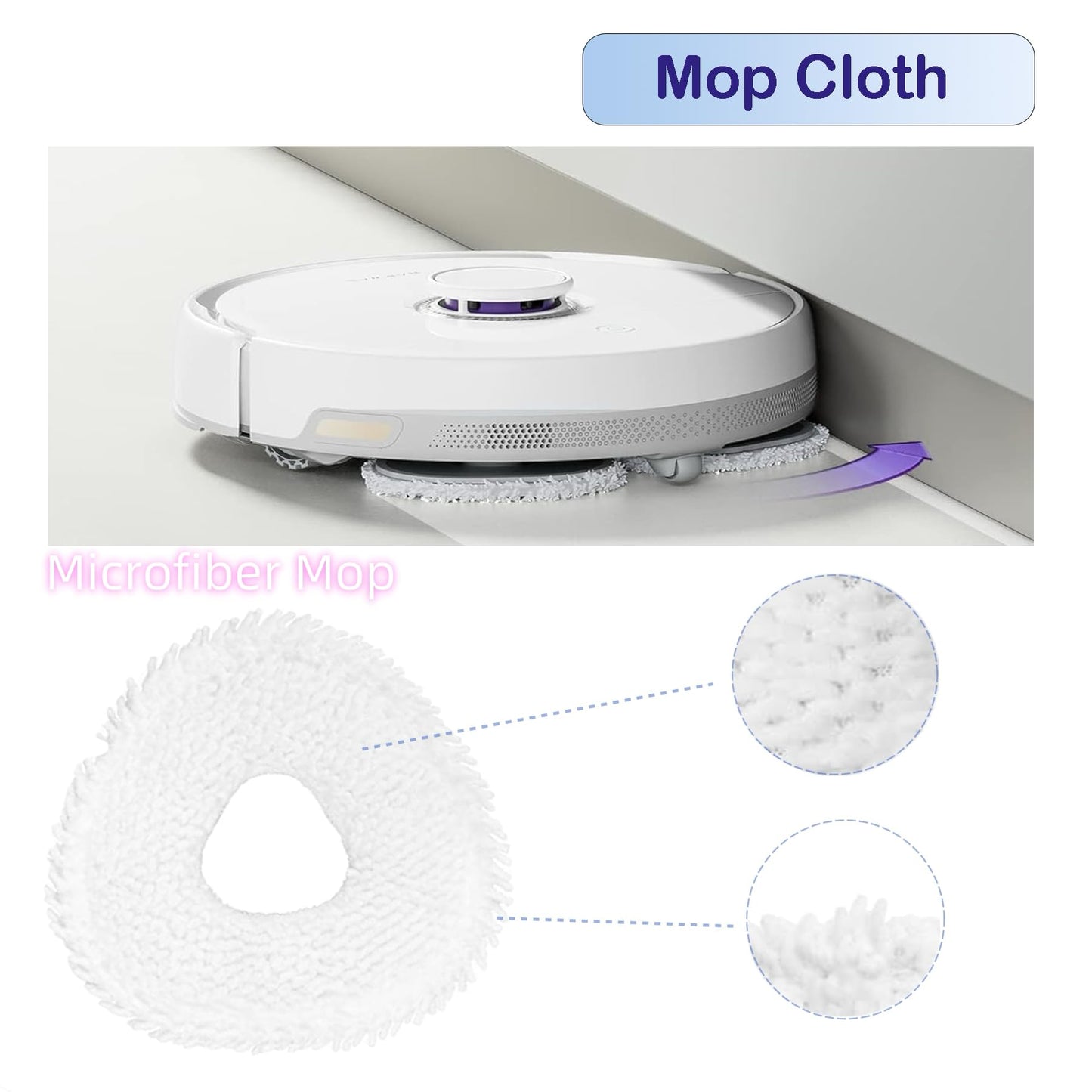 Replacement Mop Pads Compatible with Narwal Freo/Freo Pro/X Ultra/Z Ultra/Z10/T10/J3/J4 Microfiber Resuable Mop Cloth Robot Vacuum Cleaner Accessories