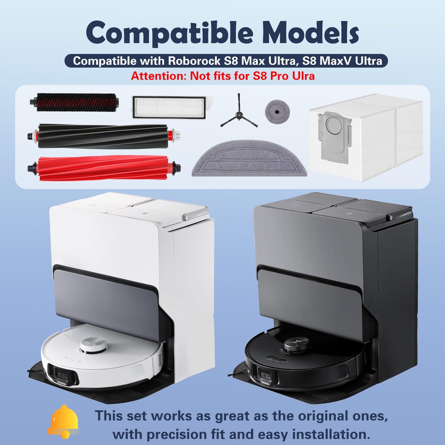 Accessories Kit Compatible with Roborock S8 Max/MaxV Ultra Robot Vacuum（24-Pack）