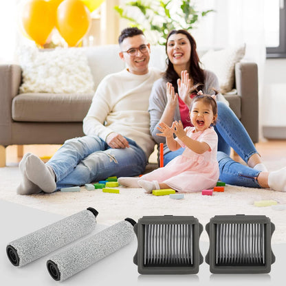 Ifloor3 Roller Brush Replacement for Tineco iFloor 3 and Floor One S3 Cordless Wet Dry Vacuum Cleaner, 2 Brush Roller, 2 HEPA Filters