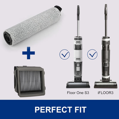 Ifloor3 Roller Brush Replacement for Tineco iFloor 3 and Floor One S3 Cordless Wet Dry Vacuum Cleaner, 2 Brush Roller, 2 HEPA Filters