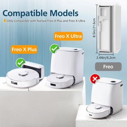 8 Pack Dust Bags for Narwal Freo X Ultra & Freo X Plus Robot Vacuum, 1L Capacity Disposable Dust Bag Replacement with Built-in Hepa Fil-ter