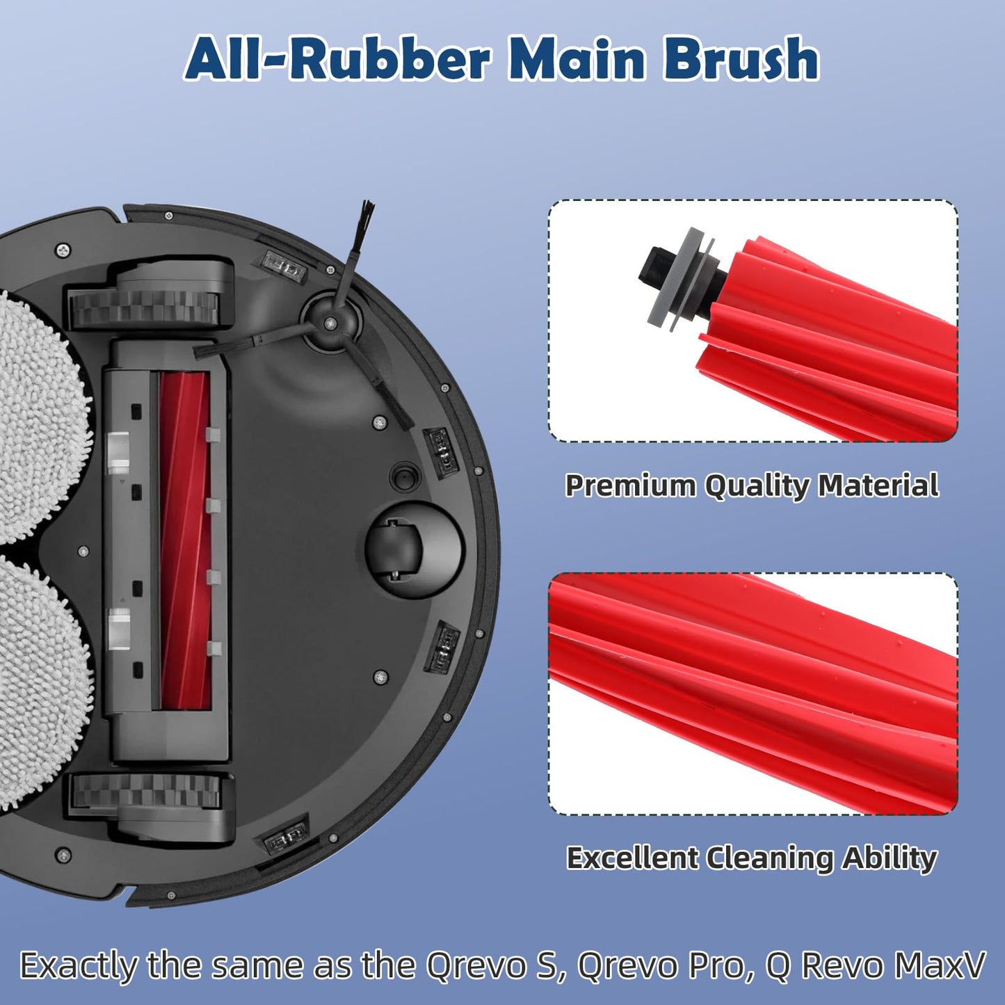Accessories Replacement Kit for Roborock Q Revo S, Q Revo Pro, Q Revo Plus Robot Vacuum（18 Pack）