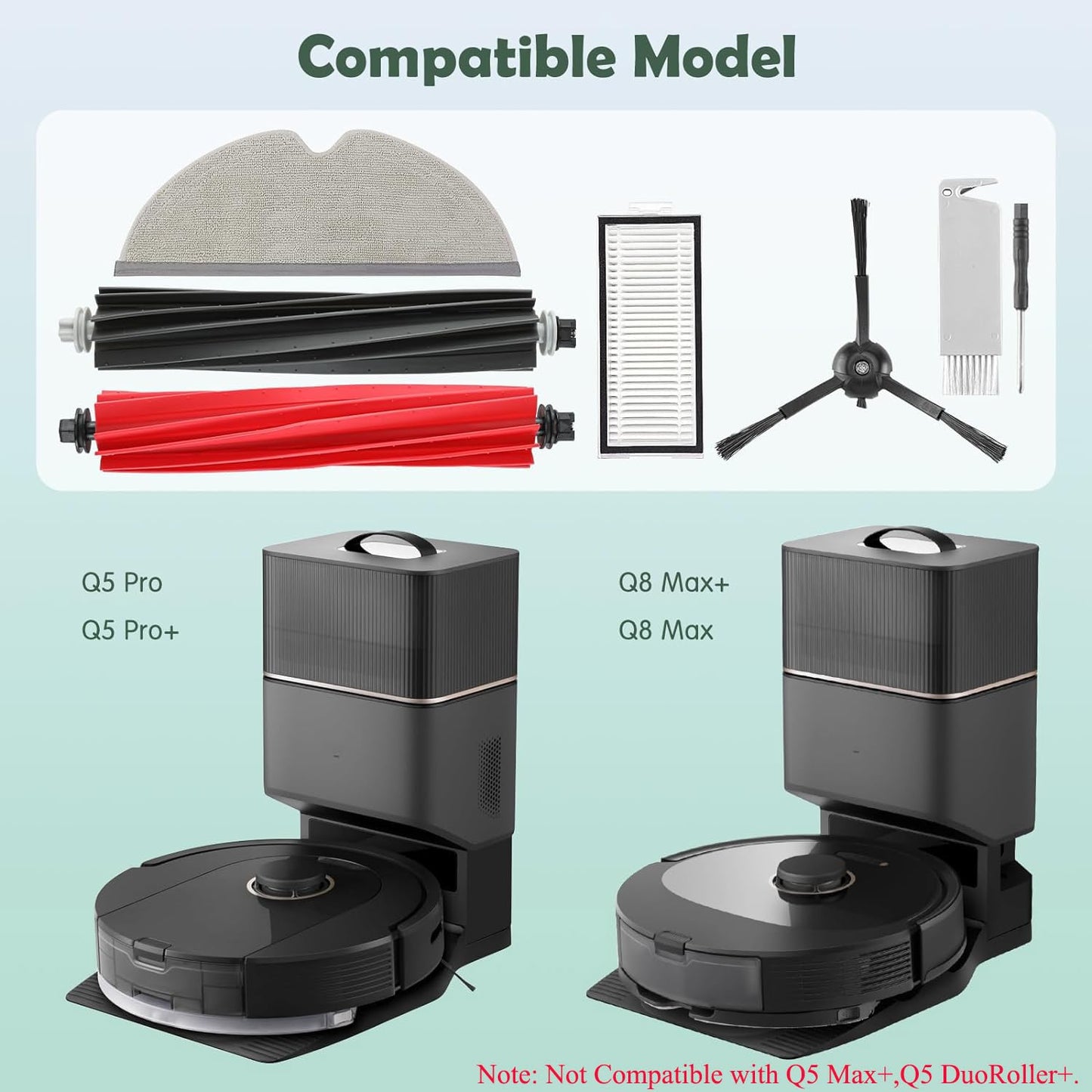Accessories Kit Replacement Compatible with Roborock Q5 Pro / Q8 Max series Robot Vacuum（17 Pack）