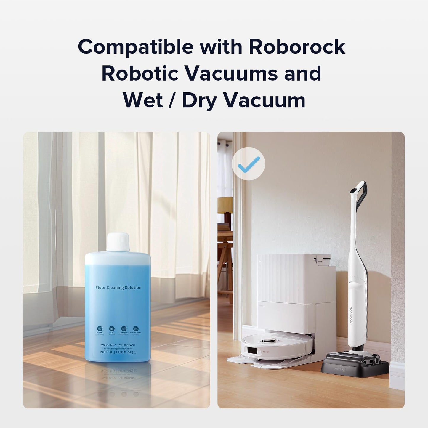 Roborock Floor Cleaning Solution, Compatible Robot Vacuums with Mopping and Wet and Dry Vacuum(1L)