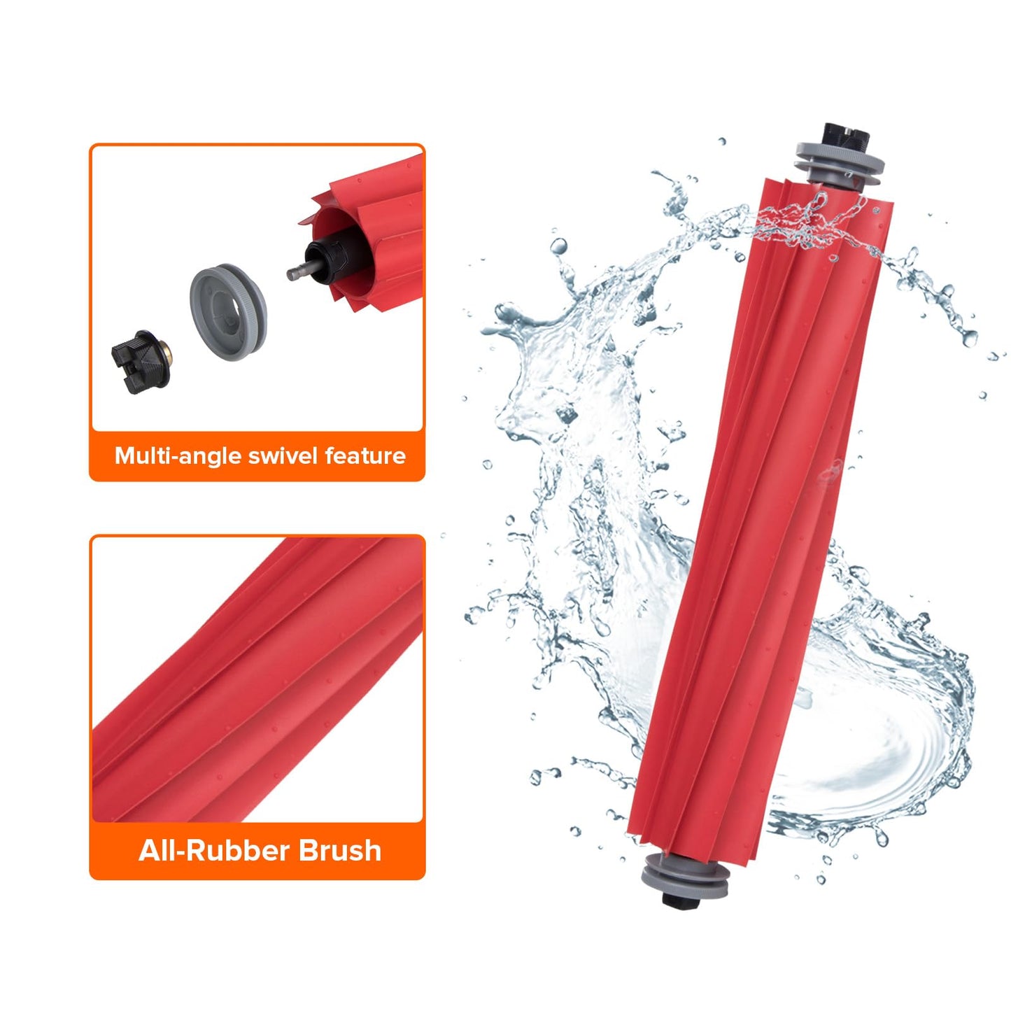 roborock Rubber Main Brush Replacement Q Revo Series, S7 Series , Q7 Series Robot Vacuum（2 Pcs）