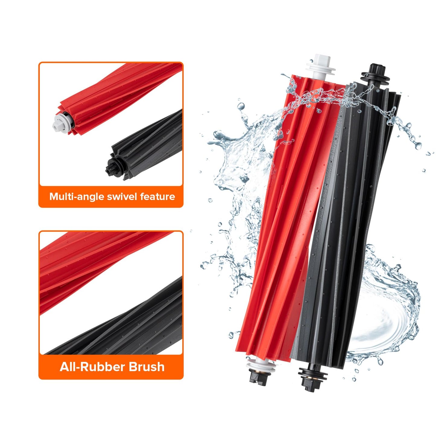 Roborock Dual Main Brush Replacement for Roborock S8 Pro Ultra, S8, S8+, Q5 Pro, Q5 Pro+, Q8Max and Q8Max+ Robot Vacuum Cleaner（2 Pcs）