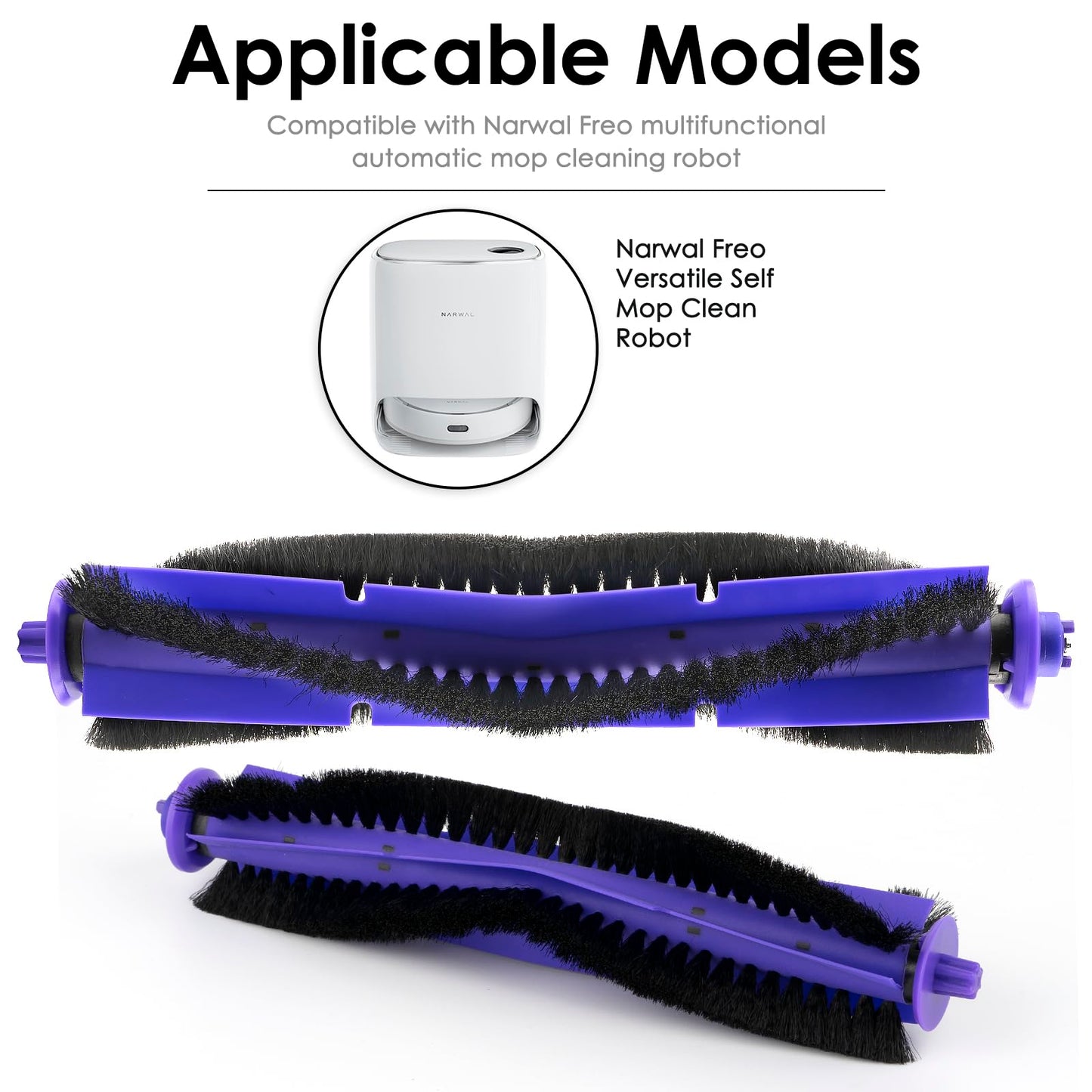 (2 Pieces) Replacement Brush Rollers Compatible with Narwal Freo Robot Vacuum and Mop Combo, Replacement Parts Accessory Kit, 2 Brush Rollers