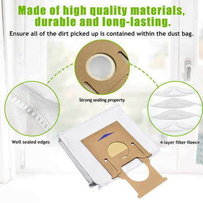 5 Pack Dust Bags For Yeedi K781+,For ECOVACS Deebot Ozmo T8, T8 Aivi, T8+ T8 AIVI+, T8MAX, N8 Pro Plus/N8 Pro, N8+ Plus, N8 Pro+, T9 AIVI T9 PRO T9 MAX DX93, DDX96, Vacuum Cleaner Parts