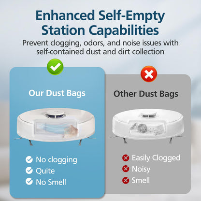 8 Pack Dust Bags for Narwal Freo X Ultra & Freo X Plus Robot Vacuum, 1L Capacity Disposable Dust Bag Replacement with Built-in Hepa Fil-ter