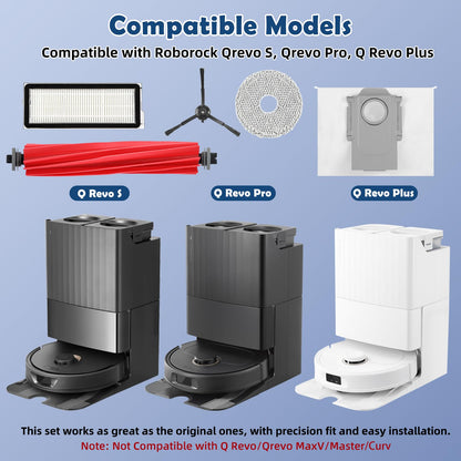 Accessories Replacement Kit for Roborock Q Revo S, Q Revo Pro, Q Revo Plus Robot Vacuum（18 Pack）