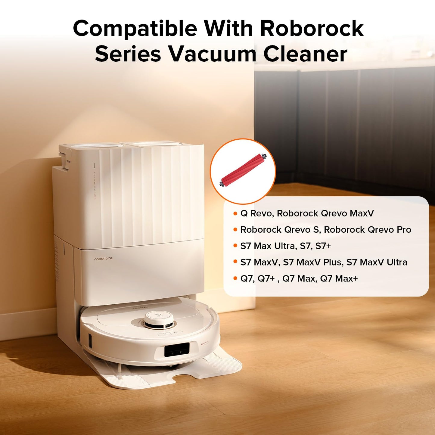 roborock Rubber Main Brush Replacement Q Revo Series, S7 Series , Q7 Series Robot Vacuum（2 Pcs）