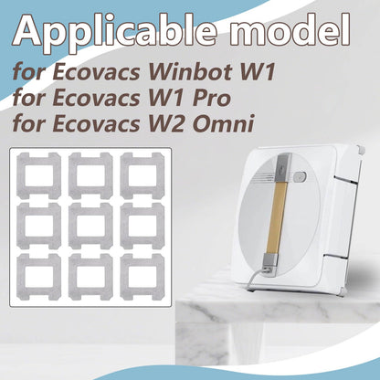 Cleaning Rag for Ecovacs Winbot W2 Omni, W1 Pro, W1 Window Vacuum Cleaner Robot, Washable and Reusable W2 Omni Mop Cloth W1 Mop Pad Accessories 9 Pcs