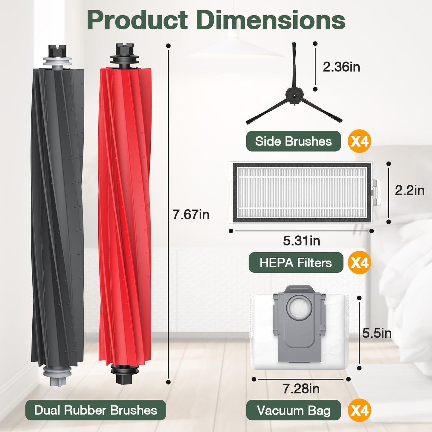 Accessories for Roborock Q5 Max+ / Q5 Pro+ / Q8 Max+ Robot Vacuum Cleaners（14Pack）