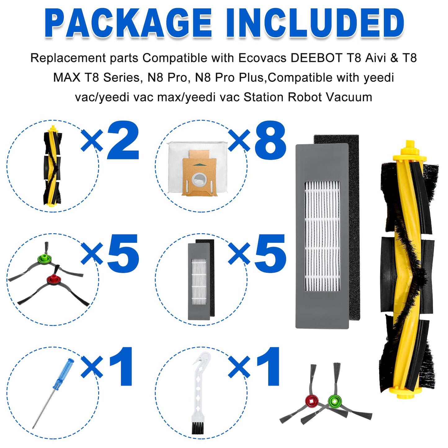 Accessories Kit Compatible With Ozmo t8 series, n8 series, t9 series Vacuum Cleaner (32 Pack)