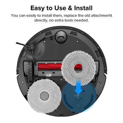 roborock 4 Pack Microfiber Mop Cloths for Q Revo, Qrevo MaxV, Qrevo S, Qrevo Pro, Qrevo Slim Qrevo S5V Robot Vacuum Cleaner, Mop Pad Replacement Accessories