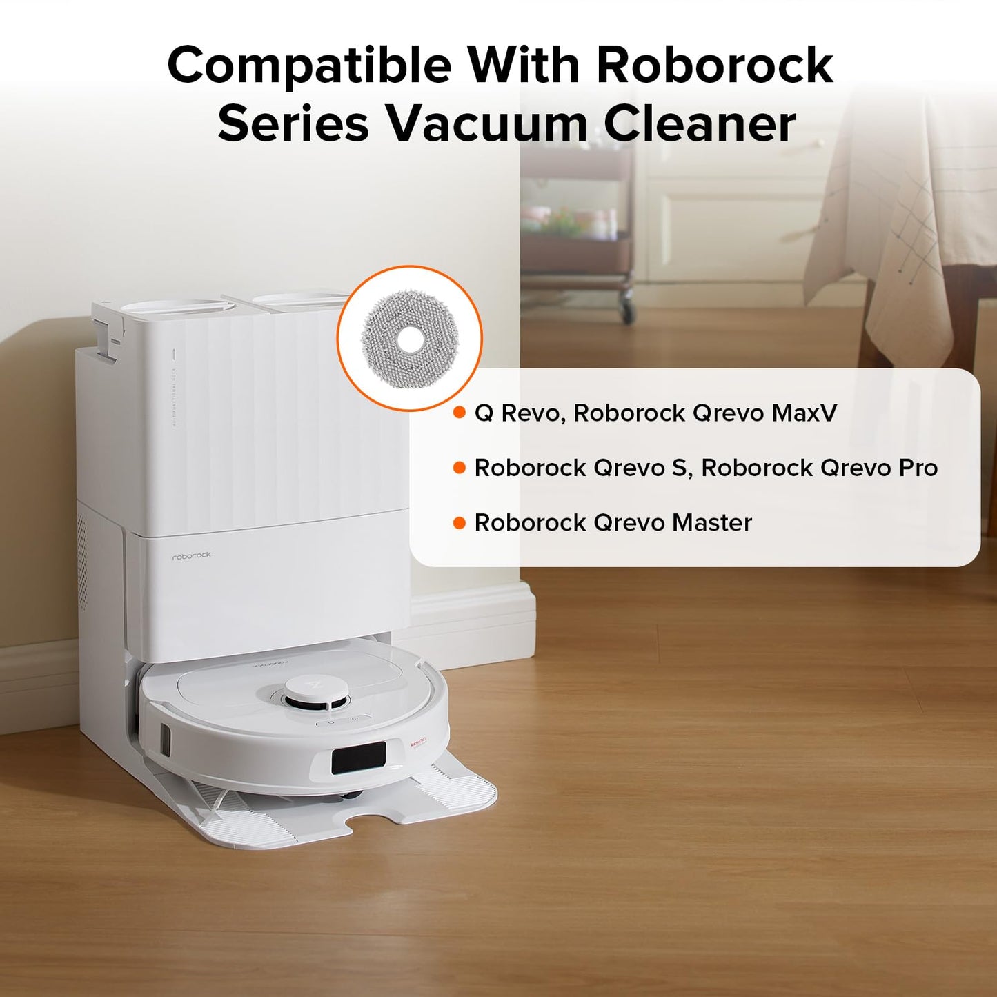 roborock 4 Pack Microfiber Mop Cloths for Q Revo, Qrevo MaxV, Qrevo S, Qrevo Pro, Qrevo Slim Qrevo S5V Robot Vacuum Cleaner, Mop Pad Replacement Accessories