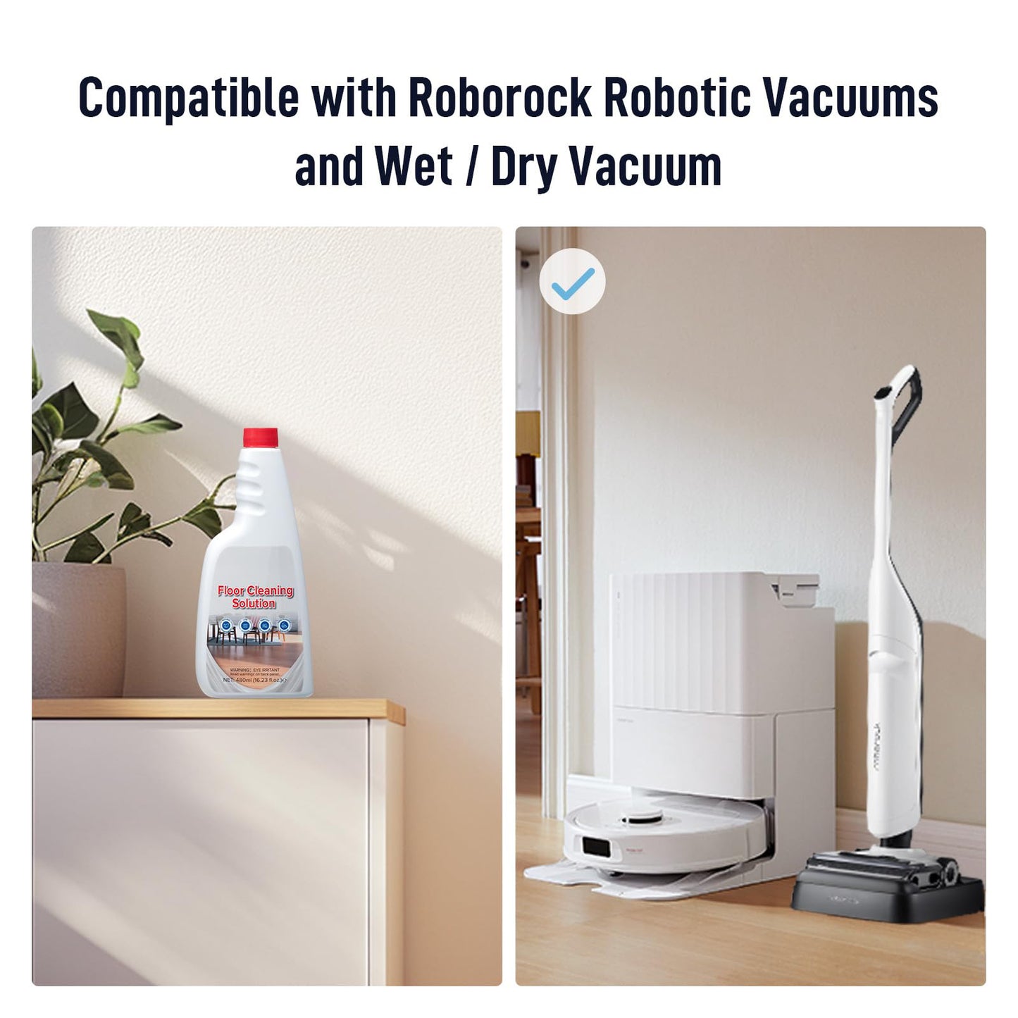 Roborock Floor Cleaning Solution, Compatible Robot Vacuums with Mopping and Wet Dry Vacuum(480ml)