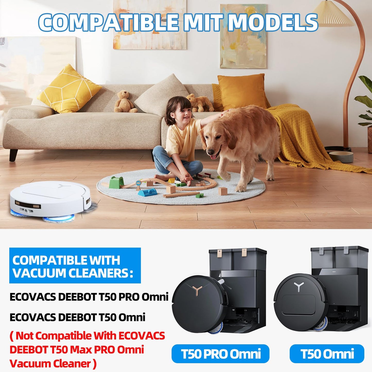 Accessories for ECOVACS DEEBOT T50 PRO Omni / T50 Omni Robot Vacuum（25 Pack）