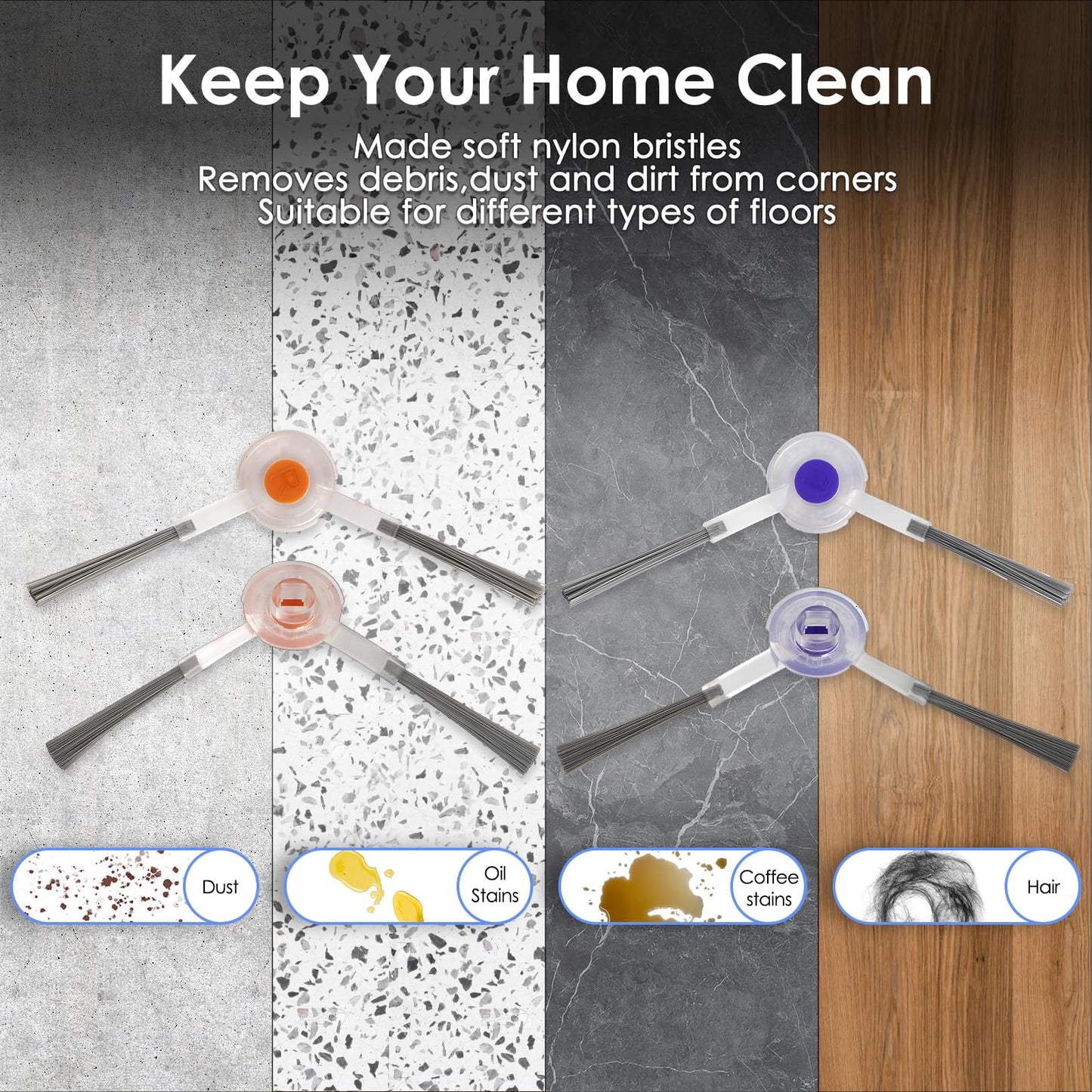 (10 Pieces) Replacement Side Brush Compatible with Narwal Freo/Freo X Ultra/Freo X Plus/Freo Z Ultra Robot Vacuum and Mop Combo, Robotic Vacuum Side Brushes