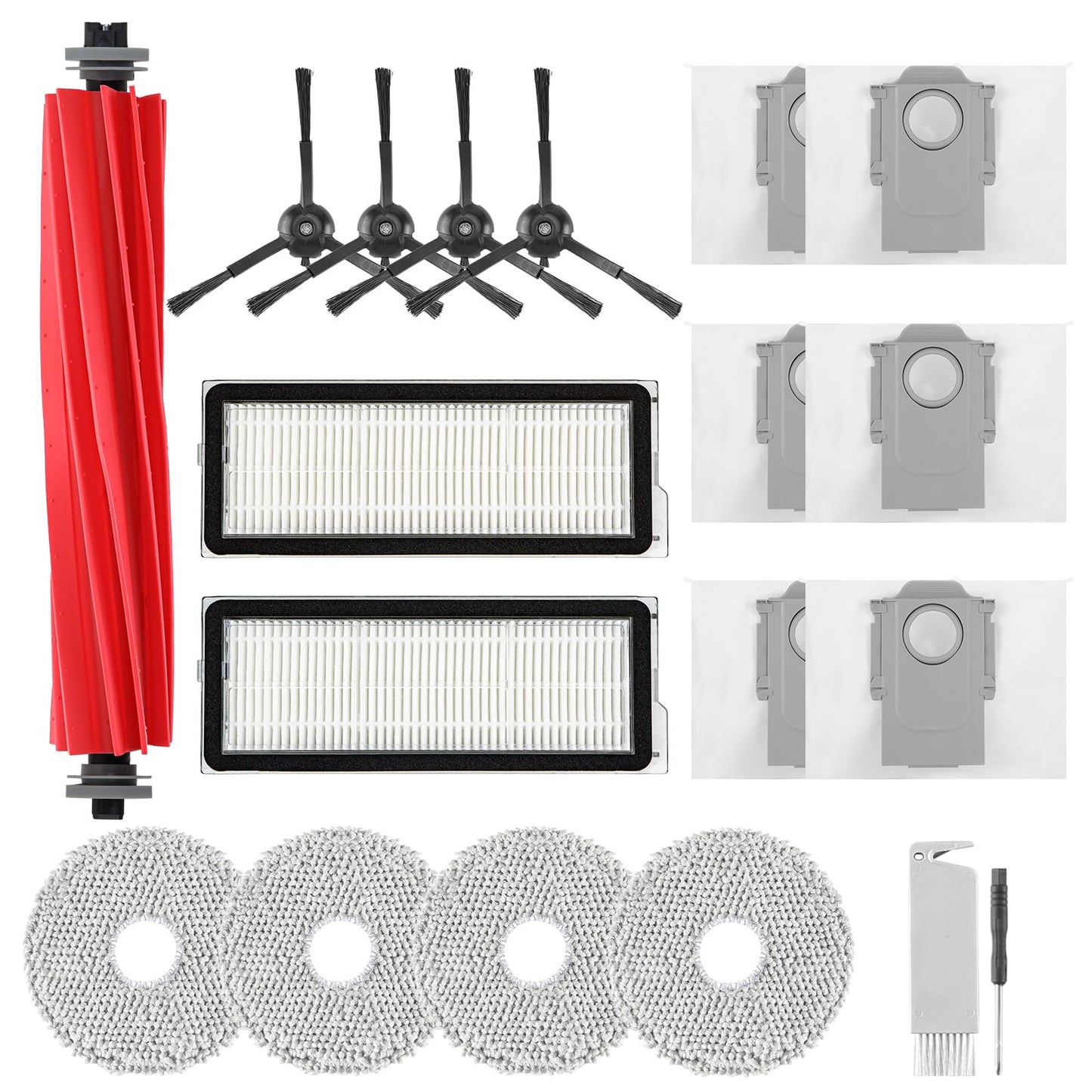Accessories Replacement Kit for Roborock Q Revo S, Q Revo Pro, Q Revo Plus Robot Vacuum（18 Pack）