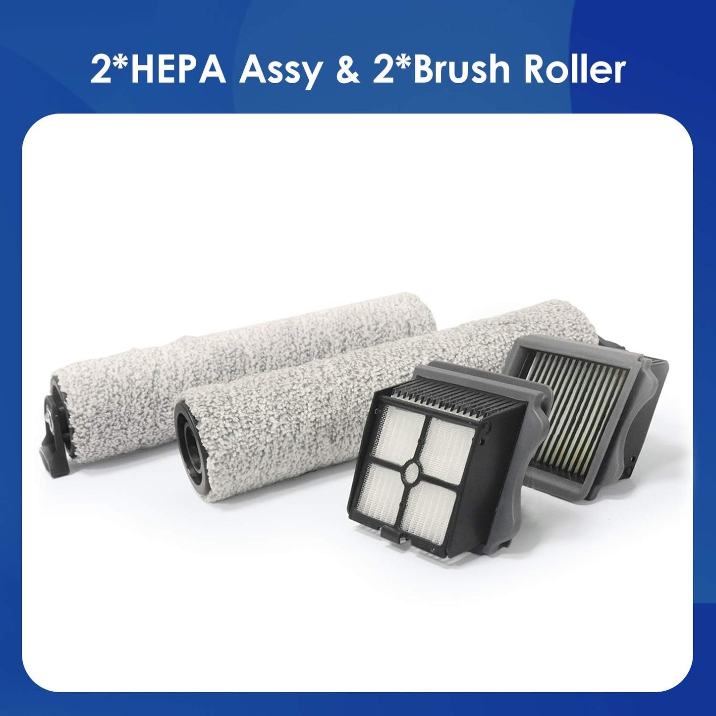 Tineco Replacement 2 HEPA Assembly & 2 Brush Roller Set for iFLOOR 3 Series, Floor ONE S3 Series Cordless Wet Dry Vacuum Cleaner (Not Compatible with Any Other Model)