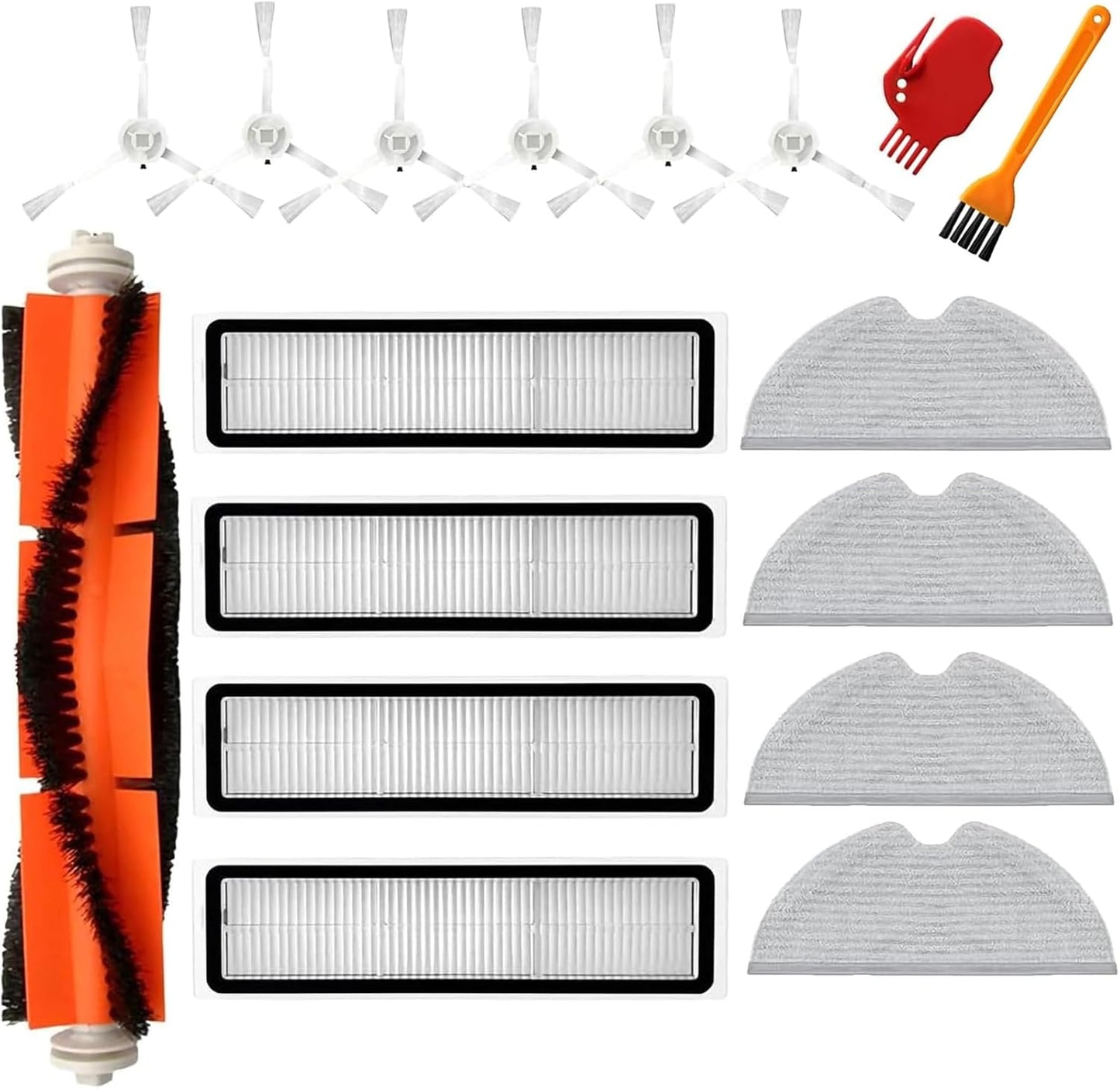 Accessories Kit for Dreame D9, D9 Max, D9 Pro, L10, L10 Pro Vacuum Cleaner Parts, Include 1 Main Brush, 6 Side Brush, 4 Filters, 4 Mop Cloth, 2 Cleaning Brush