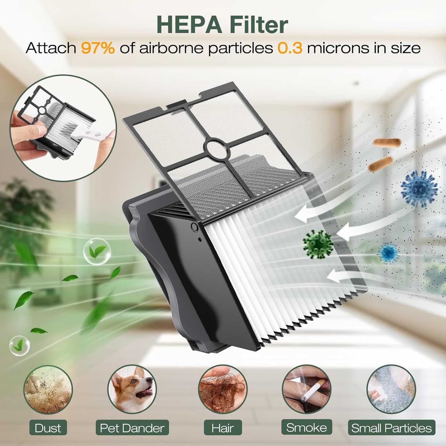 2+4 Pack iFloor 3/ S3 Brush Roller and HEPA Filter Set Compatible with Tineco iFloor 3/ Floor One S3 Cordless Vacuum Cleaner, 2 Pack Brush Rollers + 4 Pack Vacuum HEPA Filters