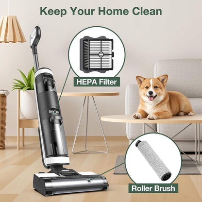 2+4 Pack iFloor 3/ S3 Brush Roller and HEPA Filter Set Compatible with Tineco iFloor 3/ Floor One S3 Cordless Vacuum Cleaner, 2 Pack Brush Rollers + 4 Pack Vacuum HEPA Filters