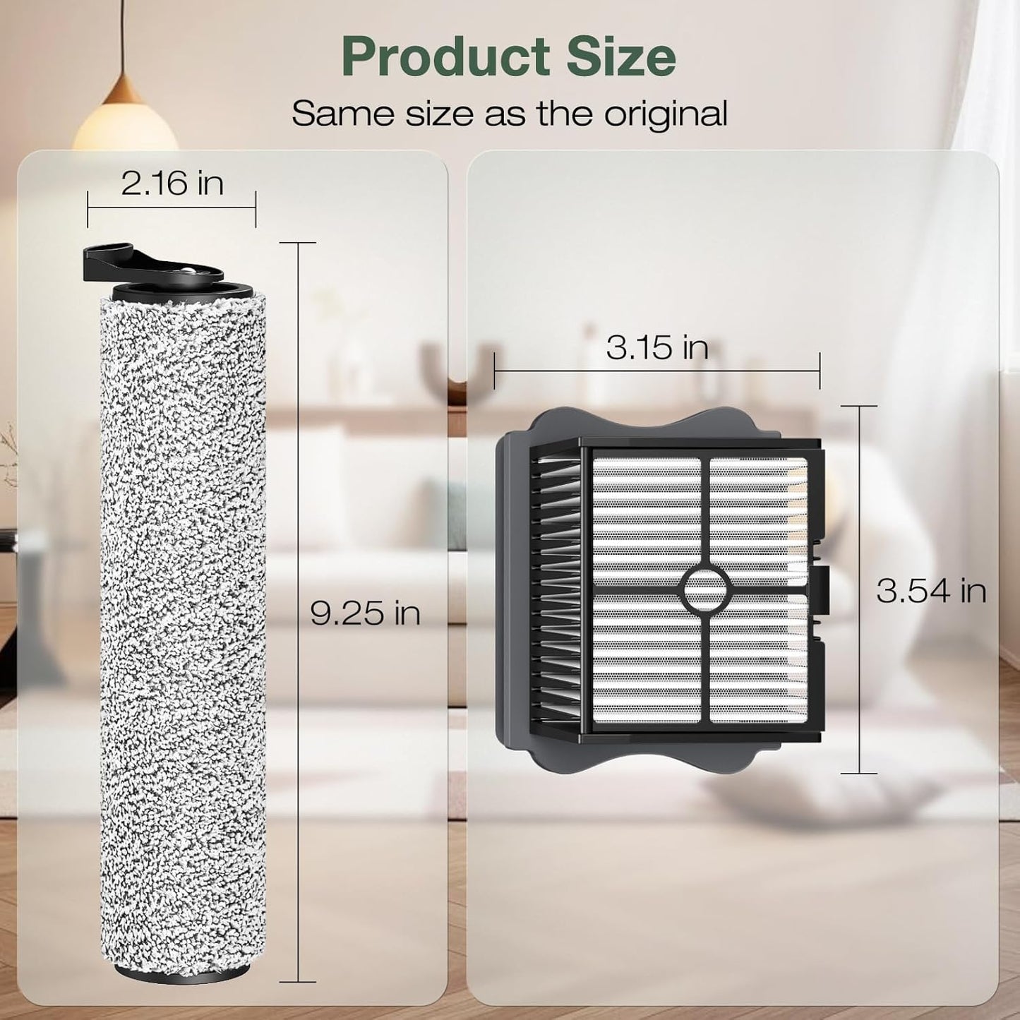 2+4 Pack iFloor 3/ S3 Brush Roller and HEPA Filter Set Compatible with Tineco iFloor 3/ Floor One S3 Cordless Vacuum Cleaner, 2 Pack Brush Rollers + 4 Pack Vacuum HEPA Filters