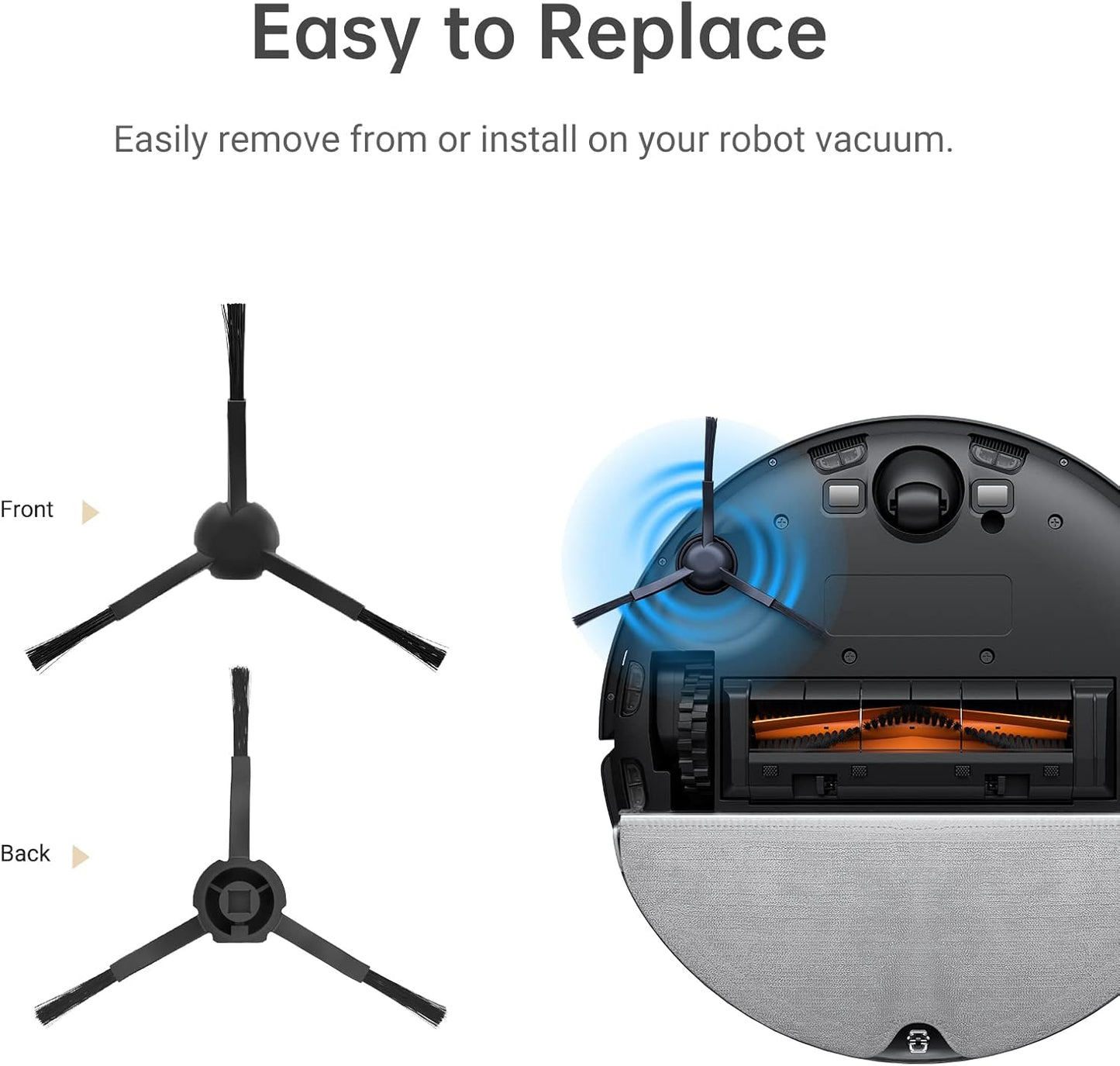 DREAME Side Brush Compatible with D10 Plus Gen2/D9 Max/D10s Plus Robot Vacuum, Robot Vacuum Replacement Side Brush for Cleaning Floors/Carpets (2PCS)