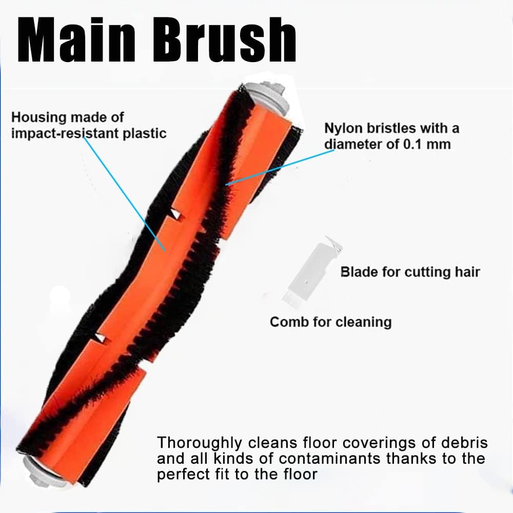 19Pcs Accessories for Dreame Bot Z10 Pro L10 Plus Vacuum Cleaner, 2 Main Brush, 4 Side Brush, 4 HEPA Filter, 3 Dust Bag, 4 Mop Cloth, 2 Tools