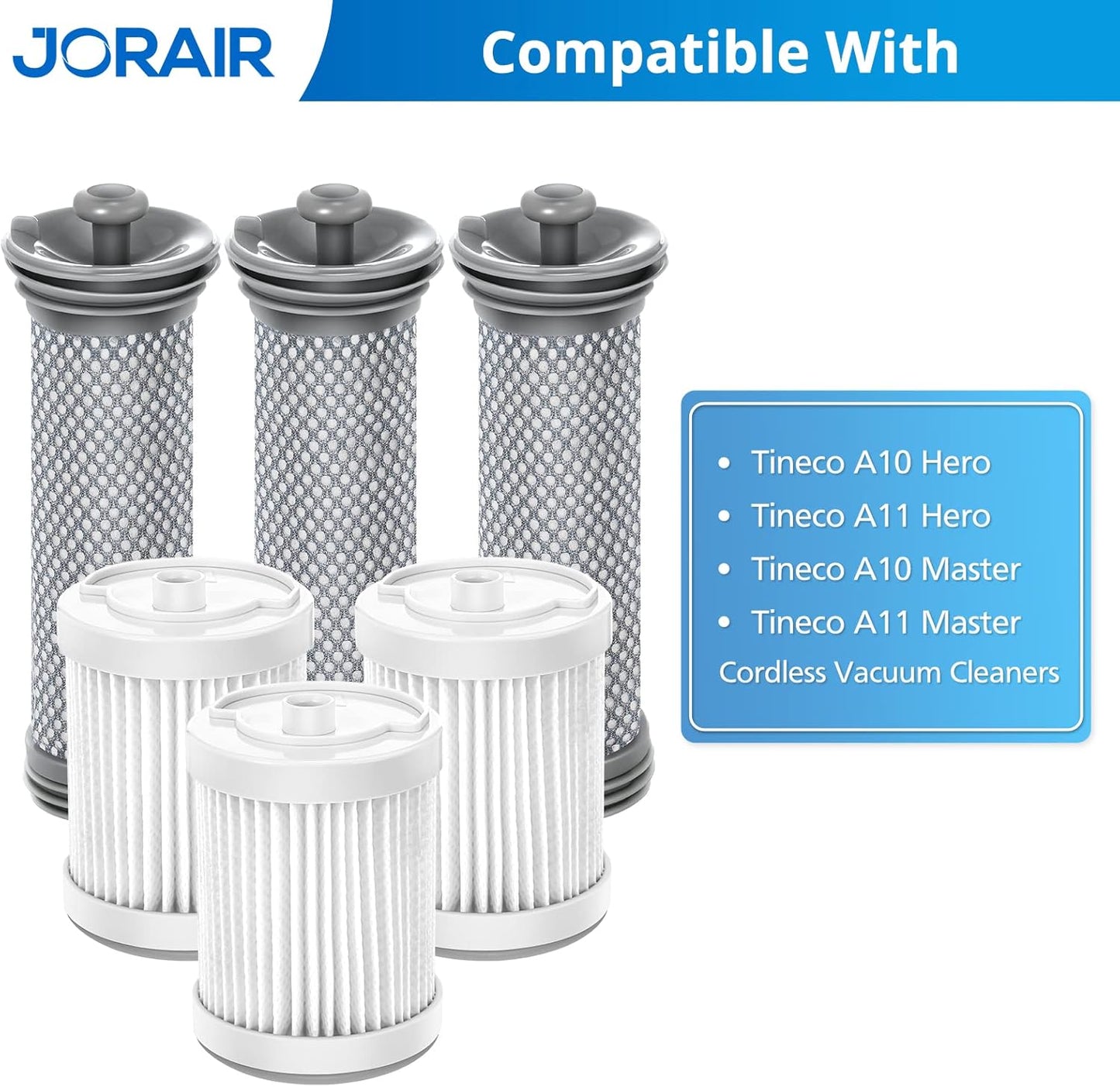 Replacement Filter kit Compatible with Tineco A10/A11 Hero, PURE ONE S11, A11 PET, A10/A11 Master, PWRHERO11 Snap Cordless Vacuum Cleaner, 3 Pack Pre Filters & 3 HEPA Filter