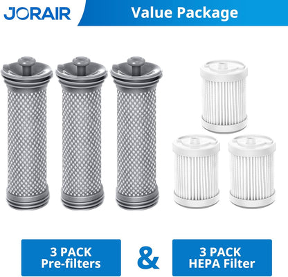 Replacement Filter kit Compatible with Tineco A10/A11 Hero, PURE ONE S11, A11 PET, A10/A11 Master, PWRHERO11 Snap Cordless Vacuum Cleaner, 3 Pack Pre Filters & 3 HEPA Filter