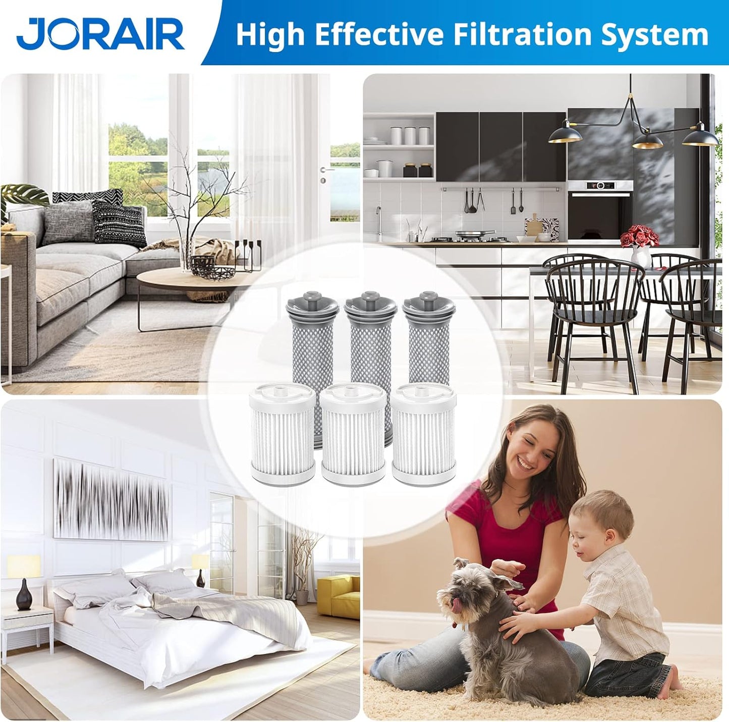 Replacement Filter kit Compatible with Tineco A10/A11 Hero, PURE ONE S11, A11 PET, A10/A11 Master, PWRHERO11 Snap Cordless Vacuum Cleaner, 3 Pack Pre Filters & 3 HEPA Filter