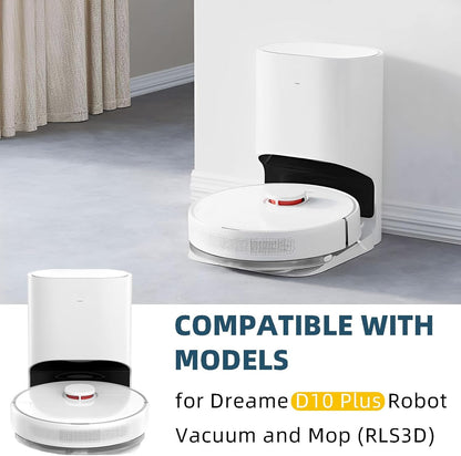 Replacement Parts Kit For Dreametech D10 Plus Robot Vacuum Cleaner RLS3D Accessories, 2 Main Roller Brush, 4 Side Brush, 4 Hepa Filter, 4 Mop Pad, 4 Dust Bags (18Pcs)