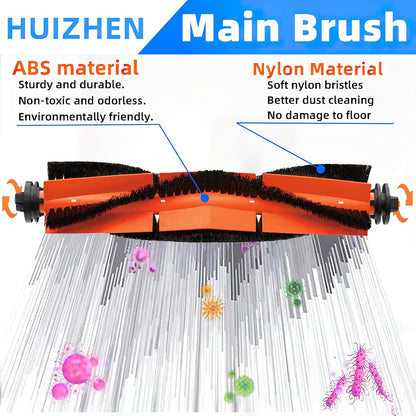 Replacement Parts Kit For Dreametech D10 Plus Robot Vacuum Cleaner RLS3D Accessories, 2 Main Roller Brush, 4 Side Brush, 4 Hepa Filter, 4 Mop Pad, 4 Dust Bags (18Pcs)