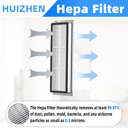 Replacement Parts Kit For Dreametech D10 Plus Robot Vacuum Cleaner RLS3D Accessories, 2 Main Roller Brush, 4 Side Brush, 4 Hepa Filter, 4 Mop Pad, 4 Dust Bags (18Pcs)