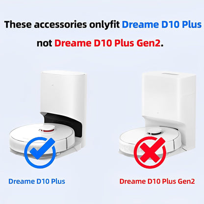 Replacement Parts Kit For Dreametech D10 Plus Robot Vacuum Cleaner RLS3D Accessories, 2 Main Roller Brush, 4 Side Brush, 4 Hepa Filter, 4 Mop Pad, 4 Dust Bags (18Pcs)