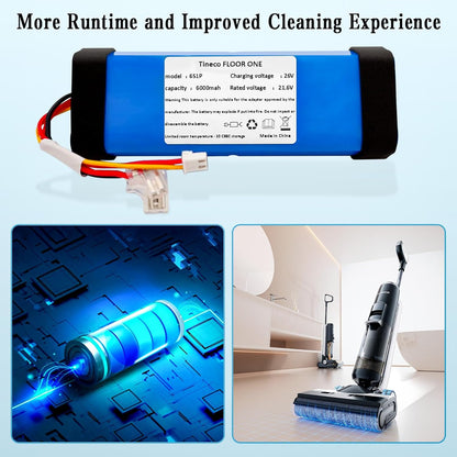 6000mAh Lithium Battery Replacement for Floor ONE S3,Floor one S3 Breeze Cordless Vacuum Cleaner