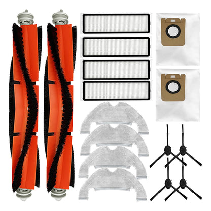 Replacement Spare Parts for Dreametech Bot D10 Plus/ Z10 Pro/ L10 Plus Robot Vacuum 2 Main Brush 4 Side Brush 4 Filter 4 Mop Pad 2 Dust Bag Accessories (16 Pack)