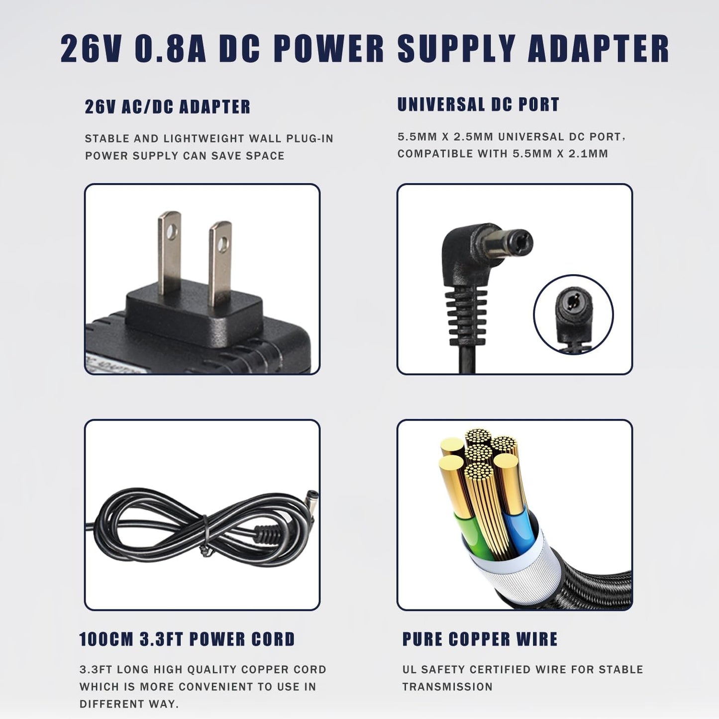 Charger Replacement Compatible with TINECO Vacuum iFLOOR 2, iFLOOR 3, A10 A11 Floor ONE S3, 26V AC Power Adapter Compatible with TINECO Vacuum Cleaner Charging Cord, YLS0241A-T260080