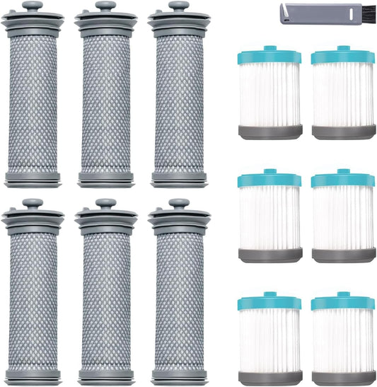 12 Pack Cordless Vacuum Filter Replacement Compatible with Tineco A10 Hero, A10 Series, A11 Hero, A11 Series, PURE ONE S11, S11 Series, PWRHERO11 Snap, 6 Pre Filters & 6 HEPA Filters