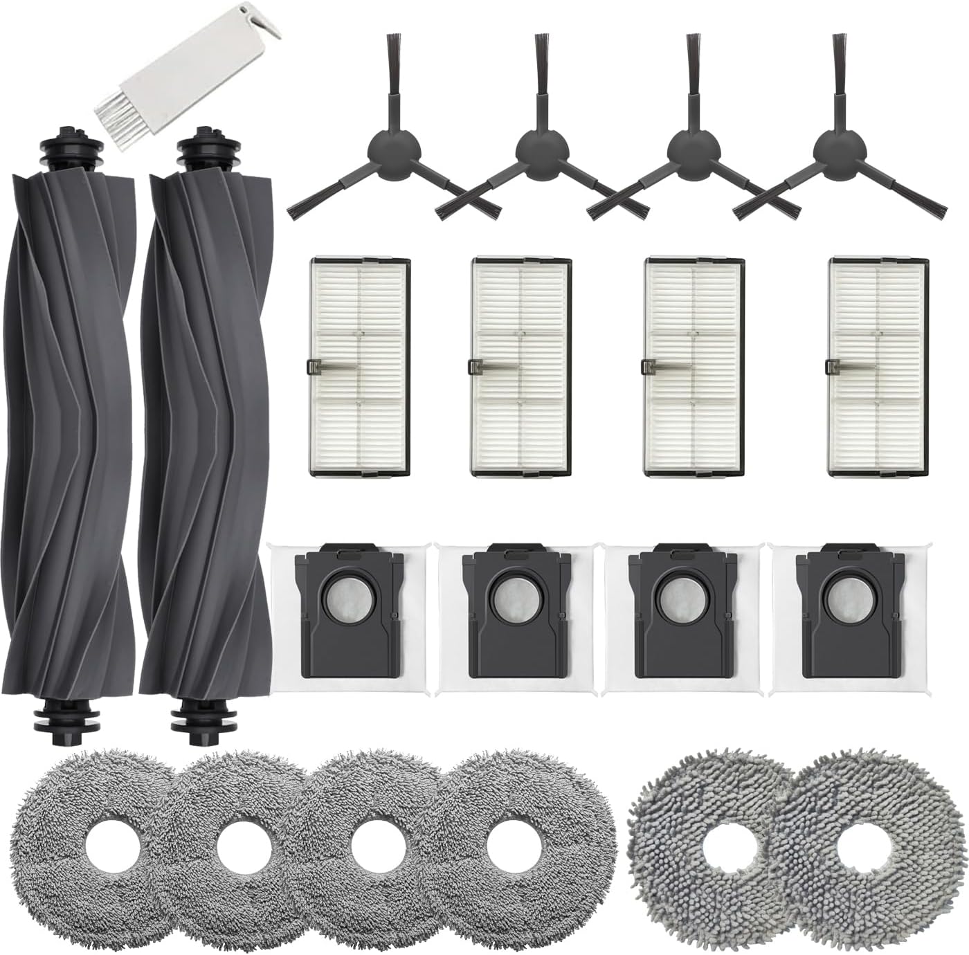 Accessories for Dreame L10s Ultra Heat L10s Ultra Gen 2/ L40s Ultra CE X30 Ultra Mova E30 mops Wipes X6; dust Bag X4; Filter HEPA X4; Main Brushes X2; Side Brushes X4 Spare Parts